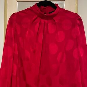 Who What Wear Red Polka Dot Blouse